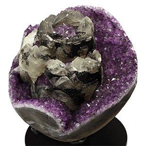 Amethyst Crystal Display with Calcite Rosette